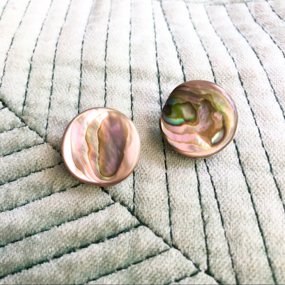 VINTAGE Abalone Mother of Pearl Shell Clip-ons